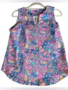 Lulu-B Pink & Blue Paisley Sleeveless Top